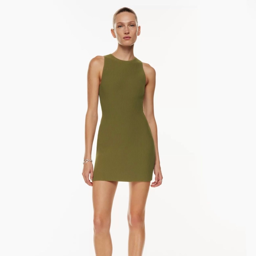 Lime Green Babaton Sculpt Knit Racer Back Dress